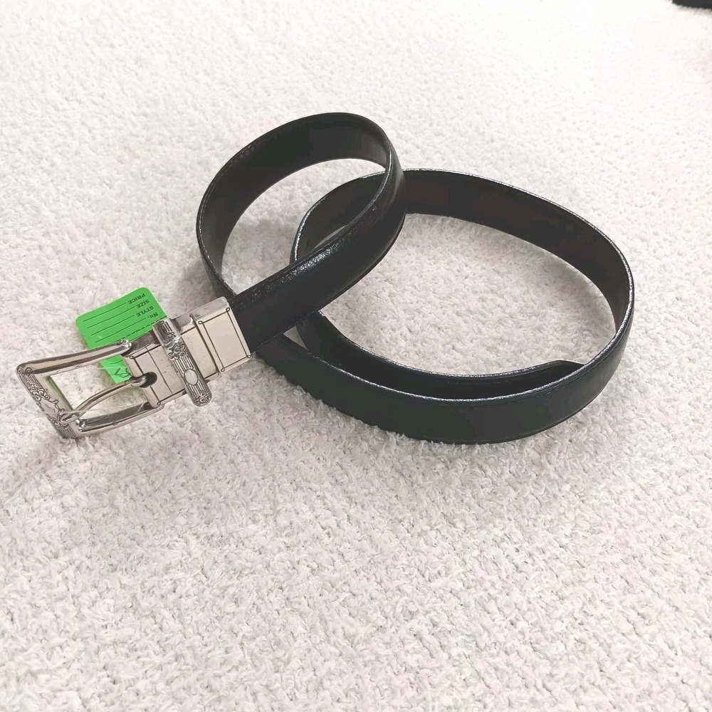 VTG Brighton Reversible Leather Belt B40079 Black Brown Silver Buckle Size ML 32